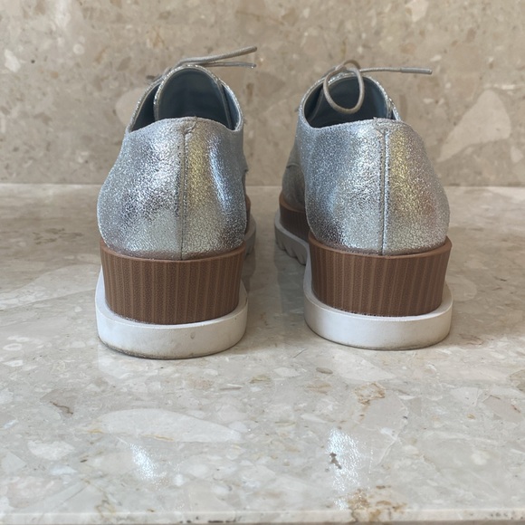 Silver metallic lace up platform loafers - Picture 4 of 5